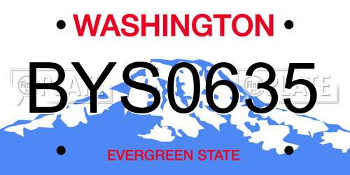 BYS0635 Washington License Plate