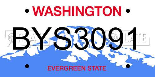 BYS3091 Washington License Plate