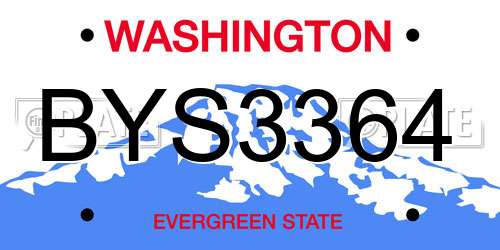 BYS3364 Washington License Plate