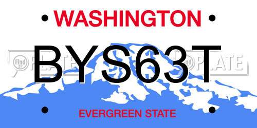 BYS63T Washington License Plate