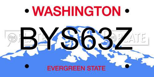 BYS63Z Washington License Plate