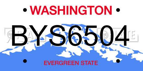 BYS6504 Washington License Plate