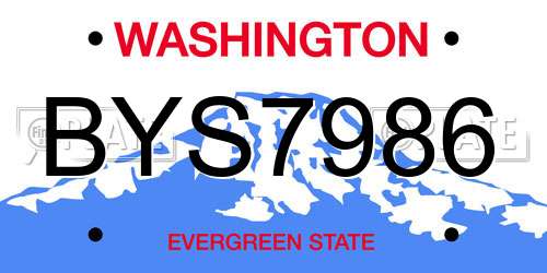 BYS7986 Washington License Plate