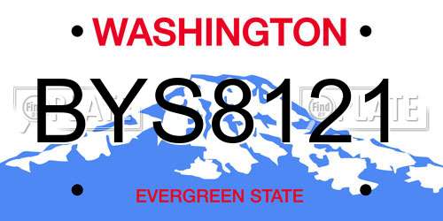 BYS8121 Washington License Plate