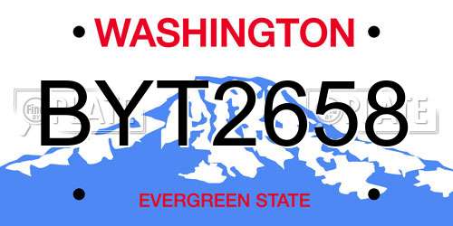 BYT2658 Washington License Plate