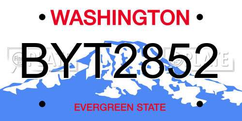 BYT2852 Washington License Plate