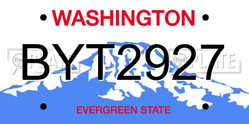 BYT2927 Washington License Plate