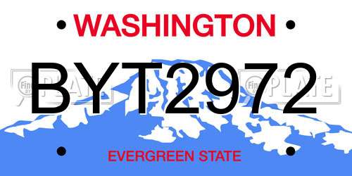 BYT2972 Washington License Plate