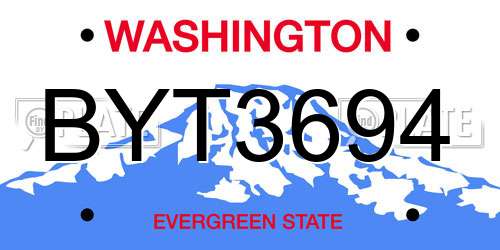 BYT3694 Washington License Plate