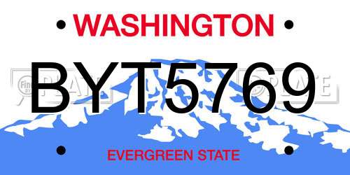 BYT5769 Washington License Plate