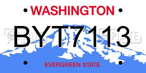 BYT7113 Washington License Plate