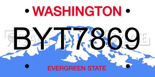 BYT7869 Washington License Plate