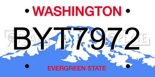 BYT7972 Washington License Plate