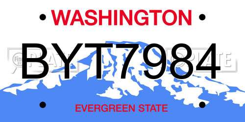 BYT7984 Washington License Plate