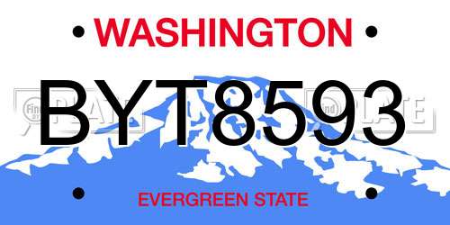 BYT8593 Washington License Plate
