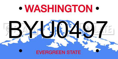 BYU0497 Washington License Plate