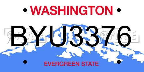 BYU3376 Washington License Plate
