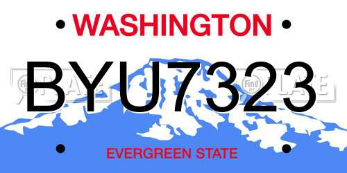 BYU7323 Washington License Plate