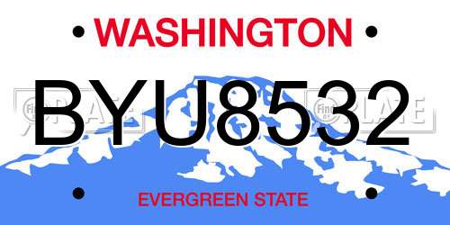 BYU8532 Washington License Plate