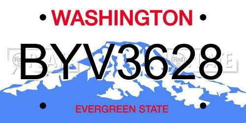 BYV3628 Washington License Plate
