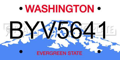 BYV5641 Washington License Plate