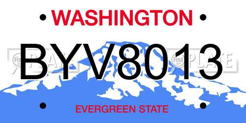 BYV8013 Washington License Plate