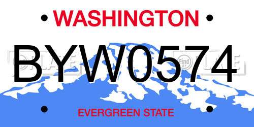 BYW0574 Washington License Plate