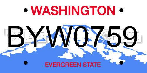 BYW0759 Washington License Plate