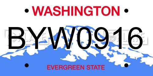 BYW0916 Washington License Plate
