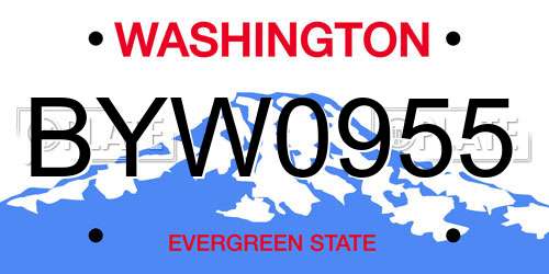 BYW0955 Washington License Plate