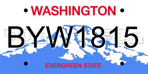 BYW1815 Washington License Plate