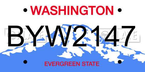 BYW2147 Washington License Plate