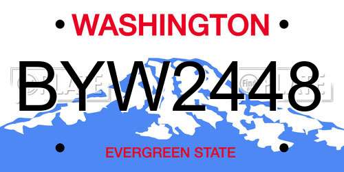 BYW2448 Washington License Plate