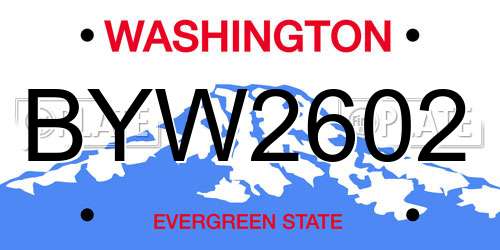 BYW2602 Washington License Plate
