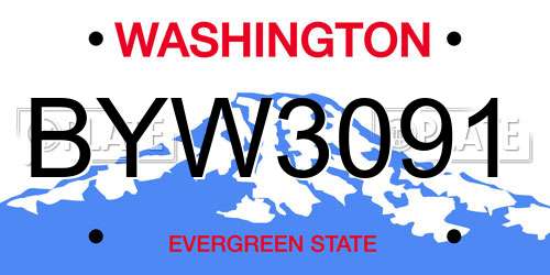 BYW3091 Washington License Plate