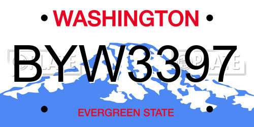 BYW3397 Washington License Plate