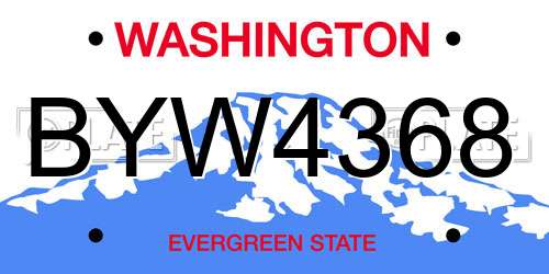 BYW4368 Washington License Plate