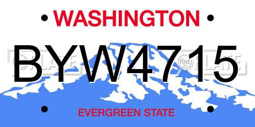 BYW4715 Washington License Plate