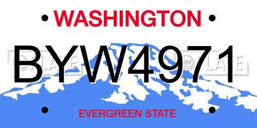 BYW4971 Washington License Plate
