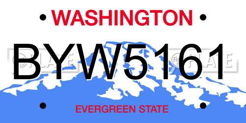 BYW5161 Washington License Plate