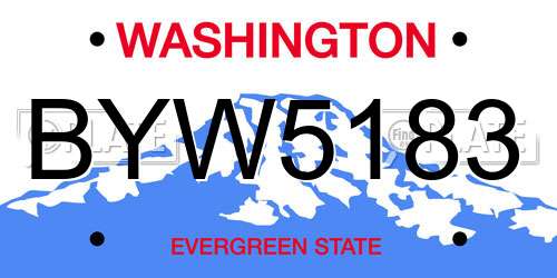 BYW5183 Washington License Plate