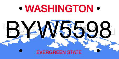BYW5598 Washington License Plate