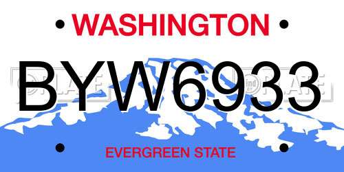 BYW6933 Washington License Plate