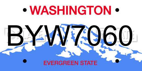 BYW7060 Washington License Plate