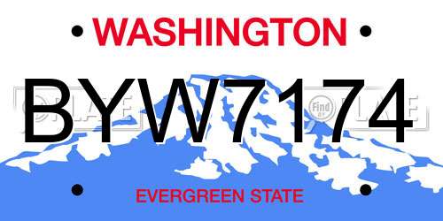 BYW7174 Washington License Plate