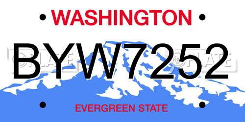 BYW7252 Washington License Plate