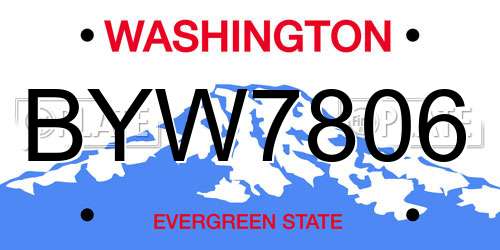 BYW7806 Washington License Plate