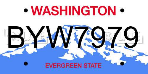 BYW7979 Washington License Plate