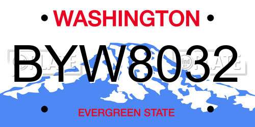 BYW8032 Washington License Plate