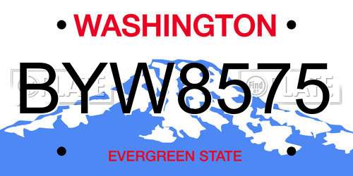 BYW8575 Washington License Plate